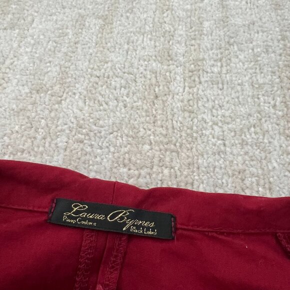 Laura Byrnes Pinup Couture Red Cotton Collared Blouse Top M - Picture 2 of 9
